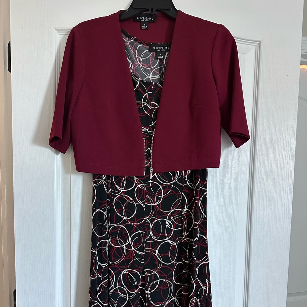 Perceptions business or casual burgundy dress with jacket